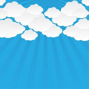 Abstract sun rays with clouds background. Stock Illustration