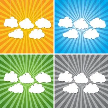 Abstract sun rays with clouds background. Stock Illustration