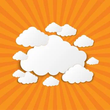 Abstract sun rays with clouds background. Stock Illustration