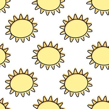 Abstract Sun with rays coloring not according to contour Seamless pattern Stock Illustration