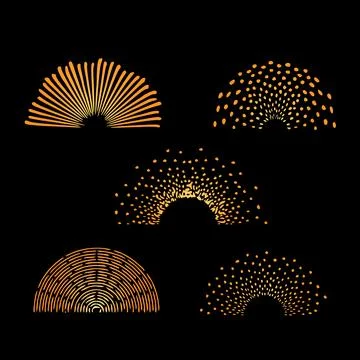 Abstract sun rays with a gradient on a black background Illustrazione stock