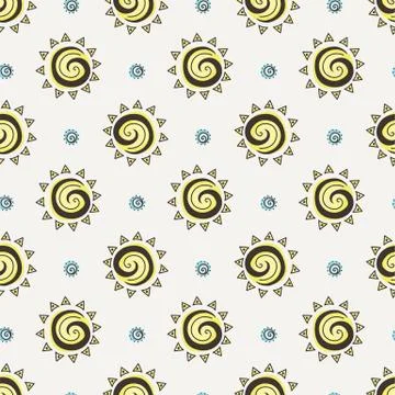 Abstract sun seamless pattern. Vector sunny background for kids wallpaper, pr Stock Illustration