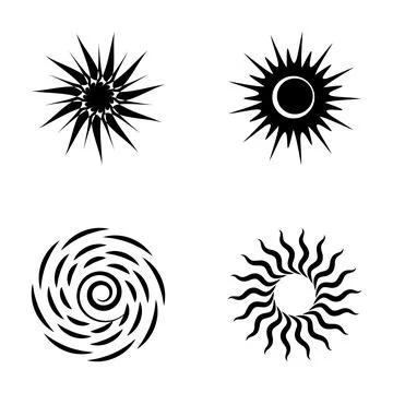 Abstract sun spiral star celestial energy icons set Ilustración de archivo