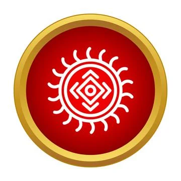 Abstract sun symbol in red circle icon Illustrazione stock