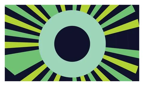 Abstract sunburst background in dark blue, light green and lime green colors. Stock Illustration