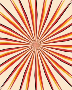 Abstract sunburst background with radiating red and orange lines on a cream.. Stock Illustration