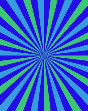 Abstract sunburst background with vibrant blue and green radiating retro rays Stock Illustration