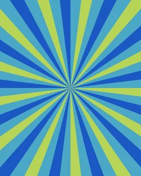Abstract sunburst background with vibrant blue and lime green radiating rays Stock Illustration