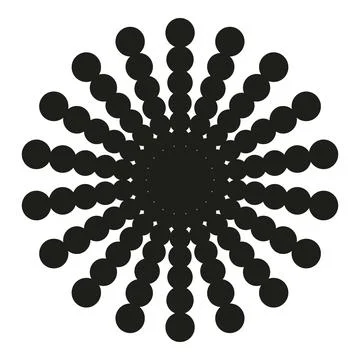 Abstract sunburst geometric radial pattern of dark circles Stock Illustration