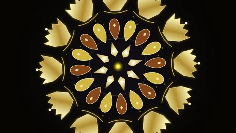 Abstract sunburst pattern design, decorative golden geometric floral backgrou Stock Footage 344640038