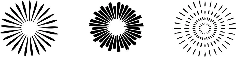 Abstract sunburst set vector on background Stock Illustration