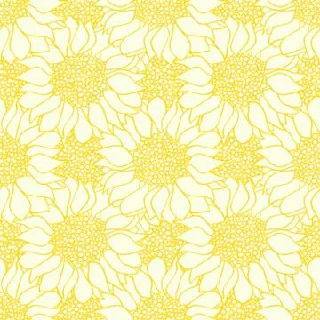 Abstract sunflowers flowers seamless pattern in yellow and white colors. Stock Illustration