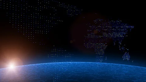 Abstract sunny globe with glowy world map in the space Vídeo Stock 101310167