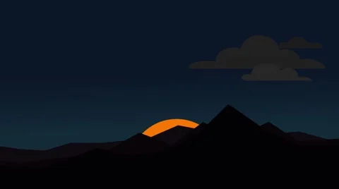 Abstract sunrise with mountain flat animation Stock Footage 58256531