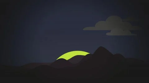 Abstract sunrise with mountain flat animation Stock Footage 58256546