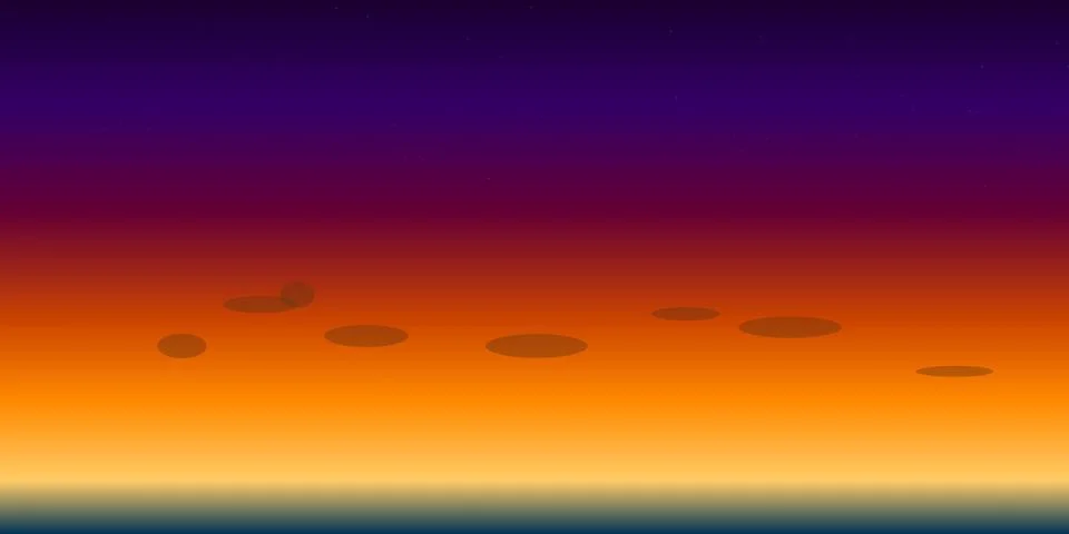 Abstract sunset gradient background with floating shapes Stock Illustration