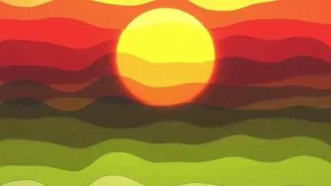 Abstract Sunset Landscape with Layered Hills Seamless Loop Stock Footage 341502004
