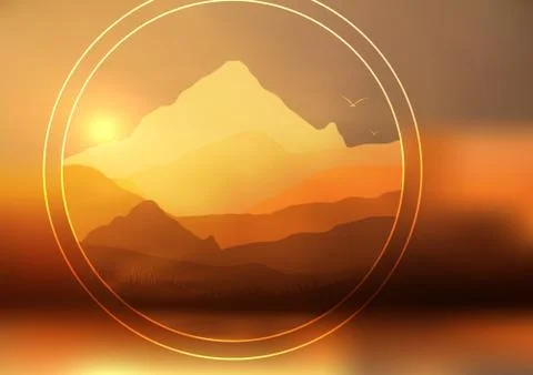 Abstract Sunset  Mountains Landscape - Vector Illustration Stock Illustration