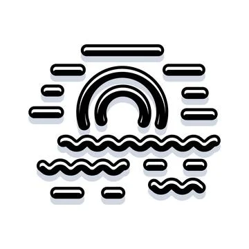 Abstract sunset ocean waves minimalist line art Stock Illustration