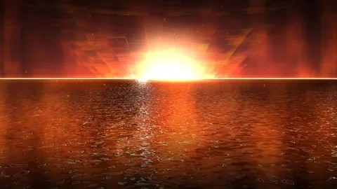 Abstract sunset red Sea motion background Video stock 262599644