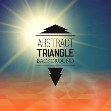 Abstract sunset with triangle field, perspetive pattern in sunny fog Illustrazione stock