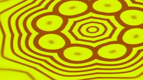 Abstract Sunshine Yellow Bright Loop of 70s Fractal Flower Appearing Endlessl Video stock 113958277