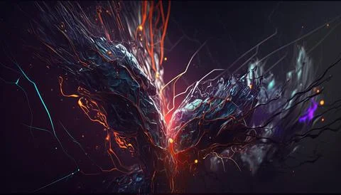 Abstract Super Realistic in a black background. UI UX Design Stock Illustration