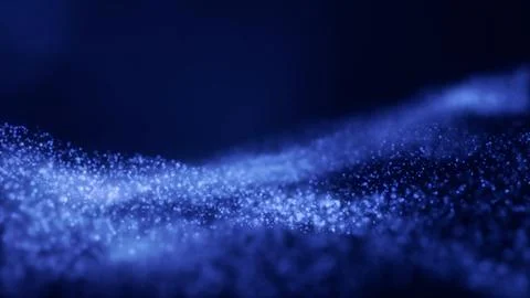 Abstract surface flowing glowing blue purple particles of energy waves. Fra.. Stock Illustration