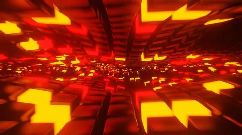 An abstract surface with lit cubes 3D render Stock Illustration