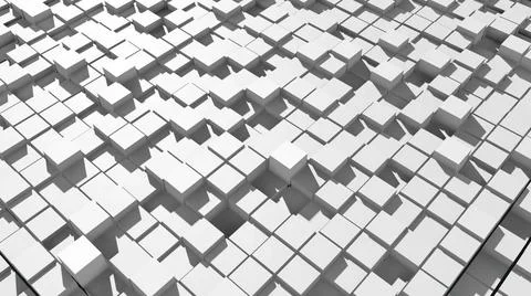 Abstract surface of moving cubes Abstract surface of moving cubes. 3D rend... 写真素材