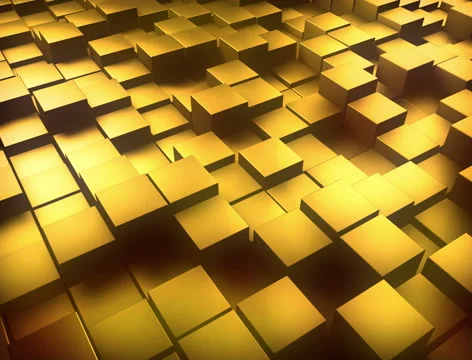 Abstract surface of moving gold cubes Stock Footage 67103566