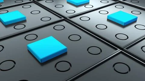 Abstract surface with repeating geometric elements, 3d rendering of digita... Foto stock