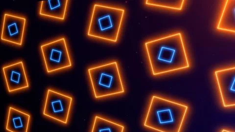 Abstract surface wall of glowing rotating multicolored shapes in space illu.. Stock Illustration