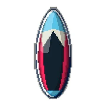 Abstract surfboard beach pixel art vector illustration Stock Illustration