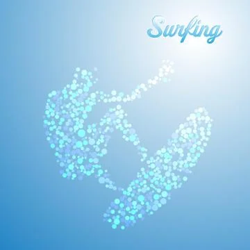 Abstract surfer from dots Stock Illustration