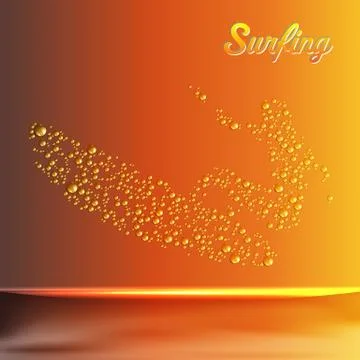 Abstract surfer from water drops Stock Illustration