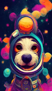 Abstract surrealistic animal astronaut in space. Lots of colored colors Stock Illustration