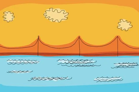 Abstract suspension bridge Stock Illustration