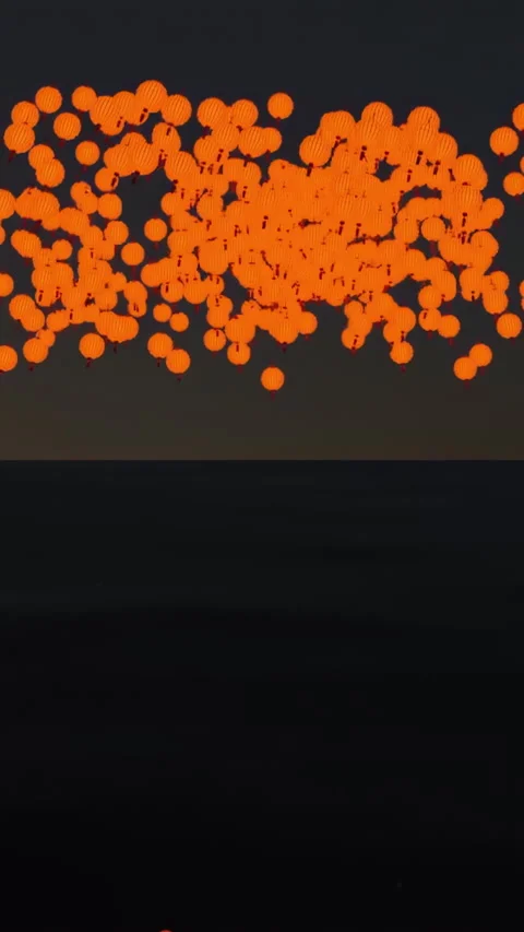 Abstract swarm of red particles spreading and reflecting on the opposite side of Stock Footage 285712906