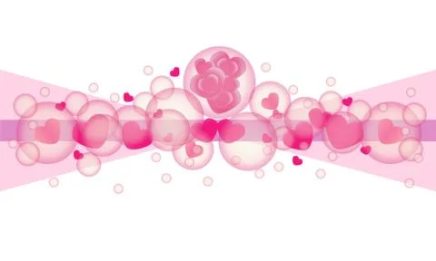 Abstract sweet pink candy bubbles with hearts, vector background. Illustration