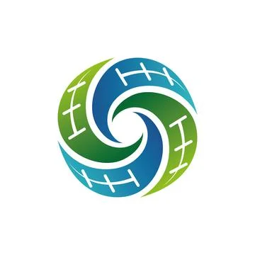 Abstract Swirl Circle Logo Design with Global Connection Technology Symbol Stock Illustration