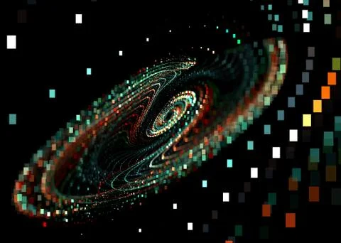 Abstract Swirl  Glow Twinkle  Background - Fractal Art Stock Illustration