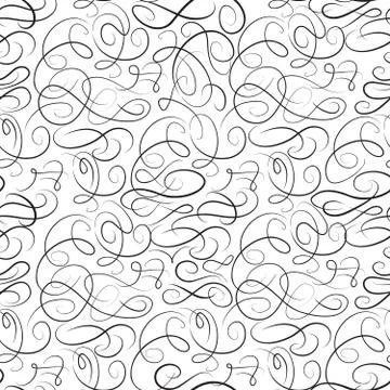 Abstract swirl line pattern. Calligraphic seamless background Stock Illustration