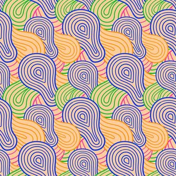 Abstract swirl line seamless pattern textile print. repeat pattern background Illustrazione stock