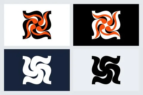 Abstract Swirl Logo Design Set Stock Illustration