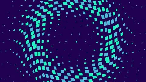 Abstract swirl pattern with blue and green square shapes Stock Illustration