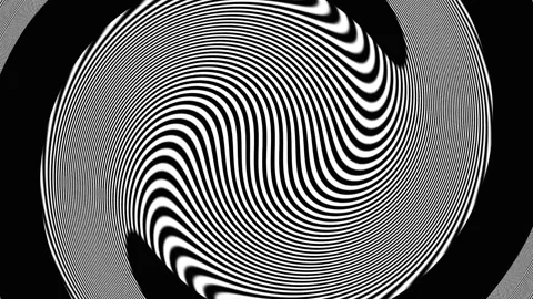 Abstract Swirl Pattern Morphing With Optical Illusion Effect In Monochrome Stock Footage 341688875