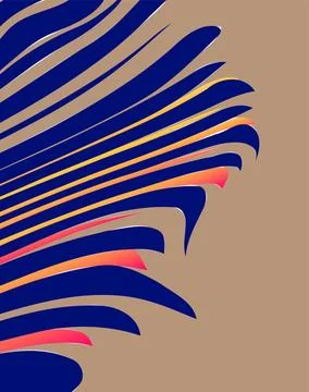 Abstract Swirl Pattern With Navy, Orange and Pink Flowing Stripes on Beige .. 스톡 일러스트