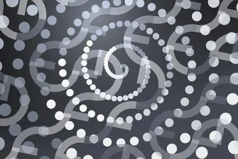 Abstract swirl pattern with white and gray dots on dark background Illustration