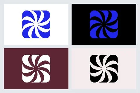 Abstract Swirl Square Logo Icon Set Stock Illustration